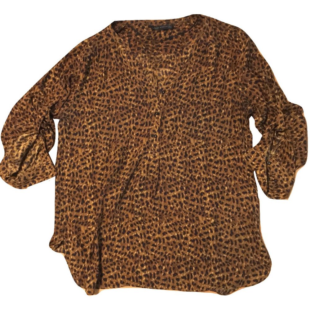 Zara Woman Silk Leopard Top